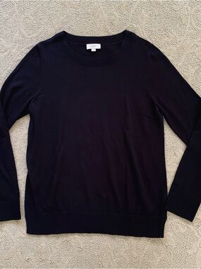 LOFT Women’s Size L Black Long Sleeve Pullover Sweater 100% Cotton